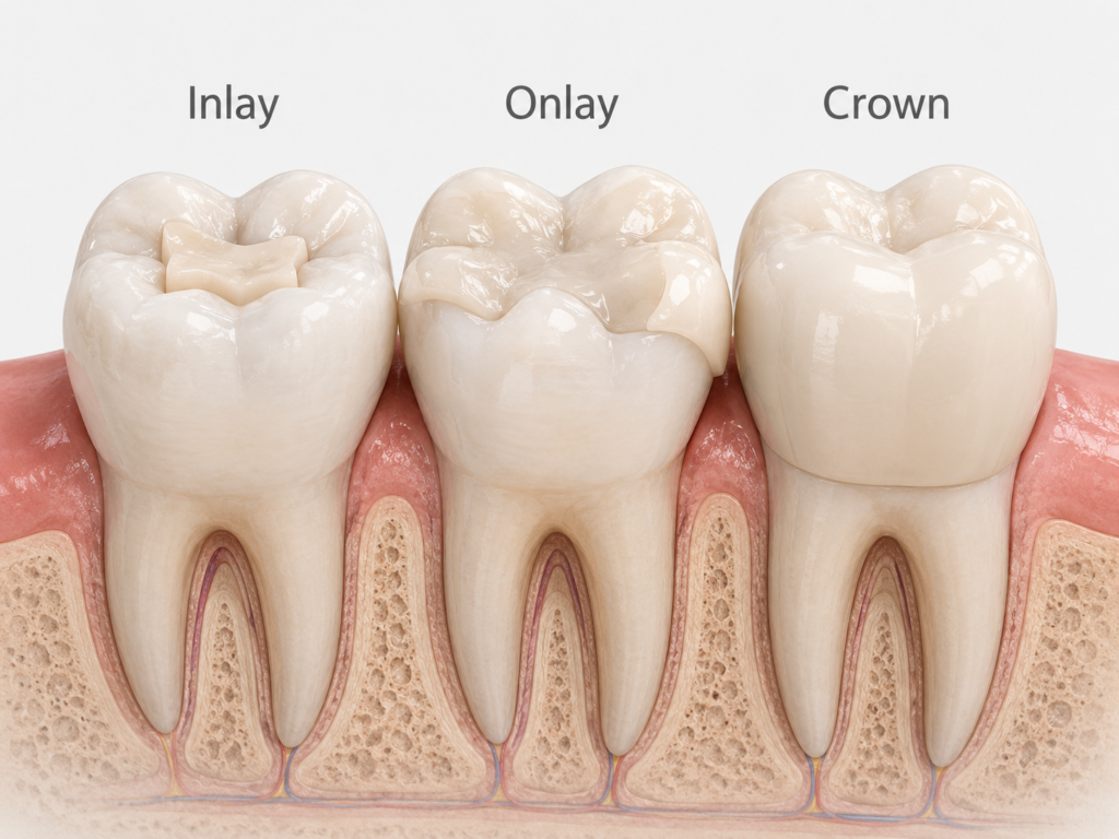 Difference between Inlay and Onlay fillings